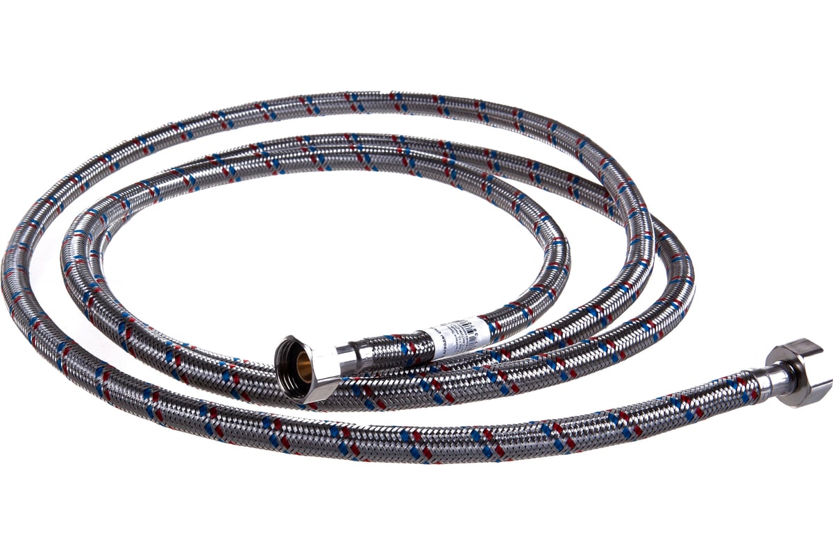 Подводка для воды СТМ сталь, 1/2", гайка-гайка, 250 cм CWFHF250