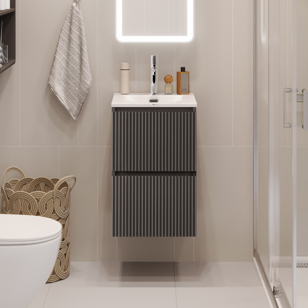 Тумба с раковиной BelBagno Uno-Mini 40 см Темно-серый матовый