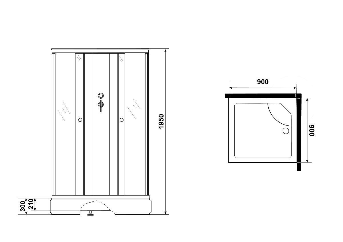 Душевая кабина Niagara Eco E90/26Q/TN/BK 90x90 стекло тонированное, без крыши и г/м