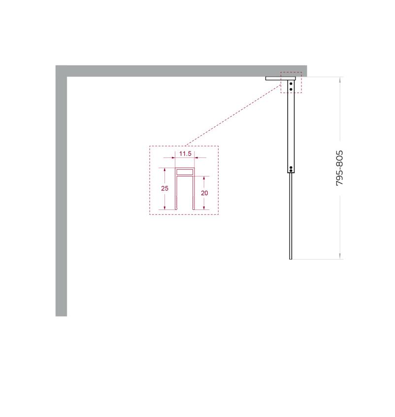 Душевая перегородка Belbagno UNO-L-1-TB-80-GR-GM 80x200 графит, оружейная сталь