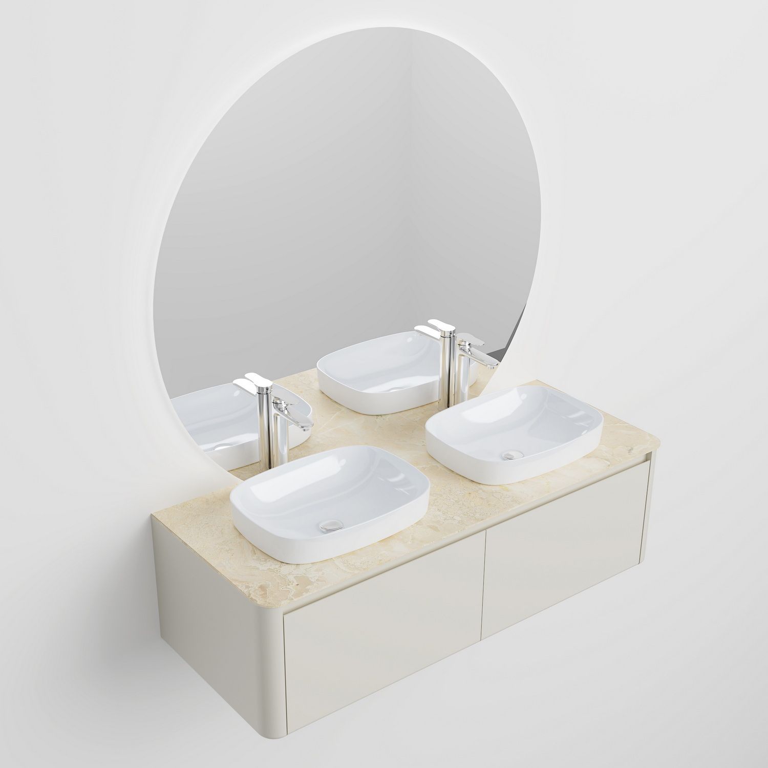 Мебель для ванной Black&White Universe U916.1400-2 Double 140 см, бежевый, две раковины Мебель для ванной Black&White Universe U916.1400-2 Double 140 см, бежевый, две раковины