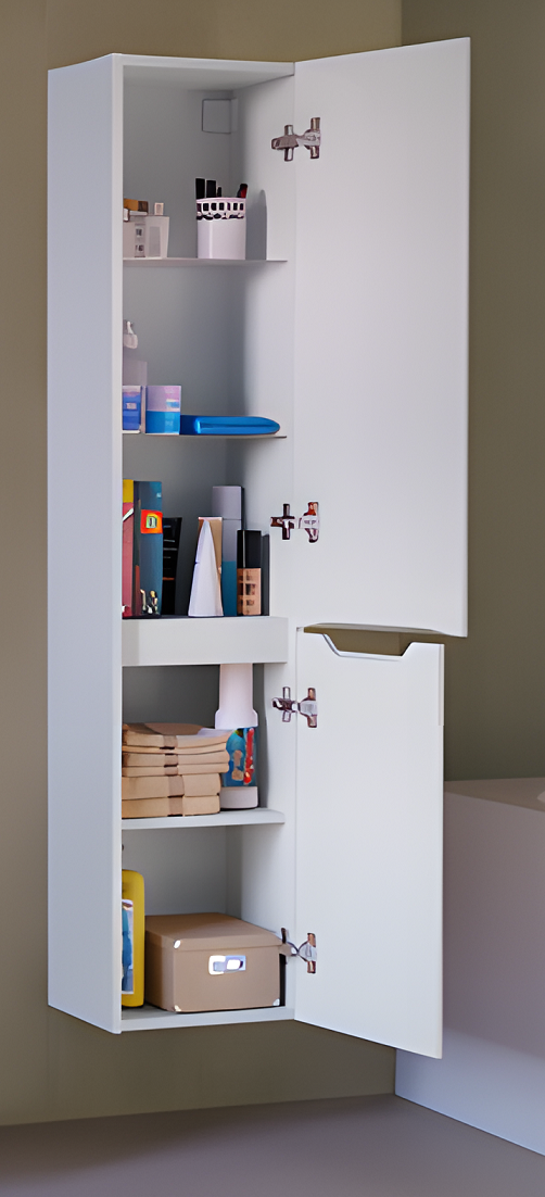 Шкаф пенал AQUAme S3 33 см белый глянец AQM9003WH