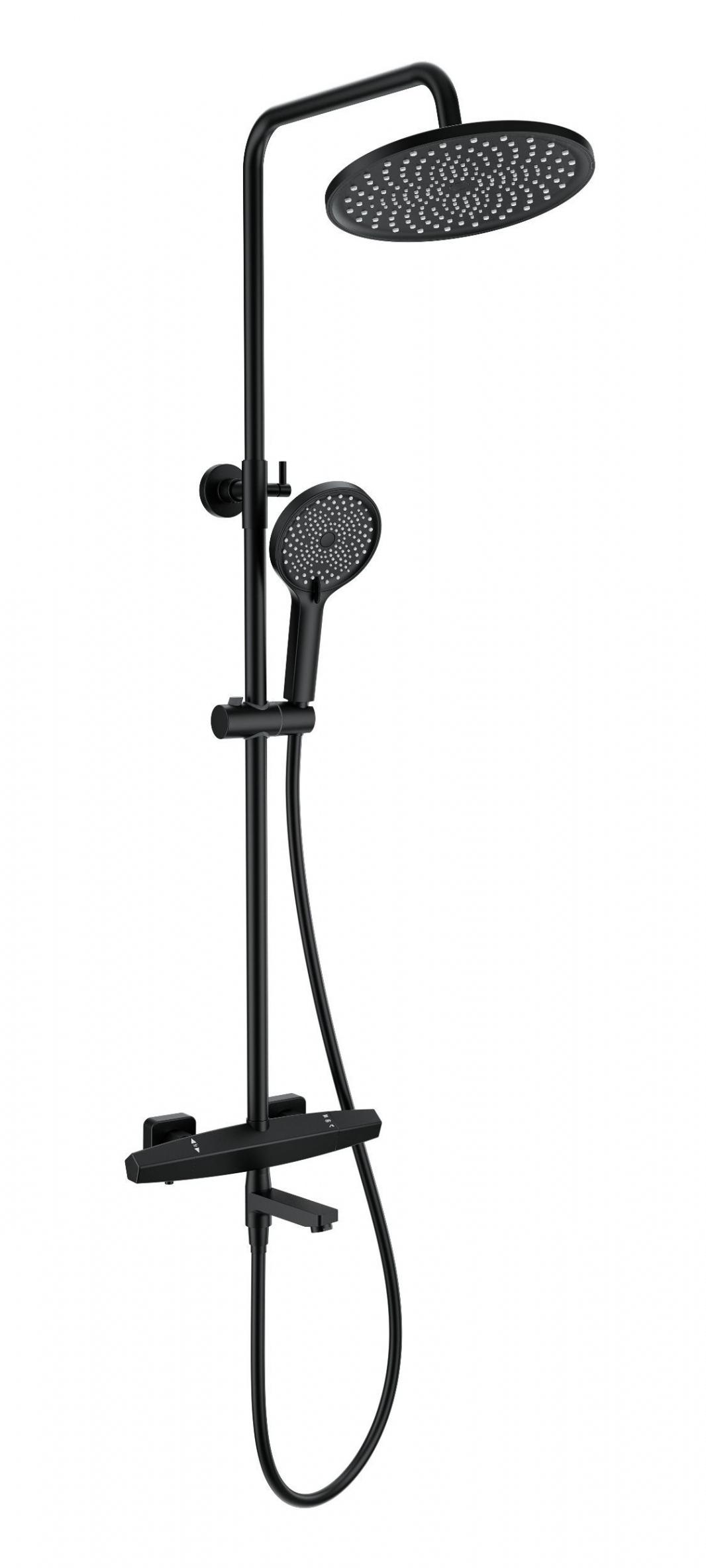 Душевая стойка Wonzon&Woghand Neo WW-B3046-A1-MB термостат, черный матовый