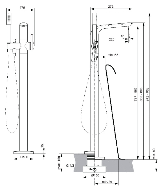 Напольный смеситель Ideal Standard Melange A6120AA