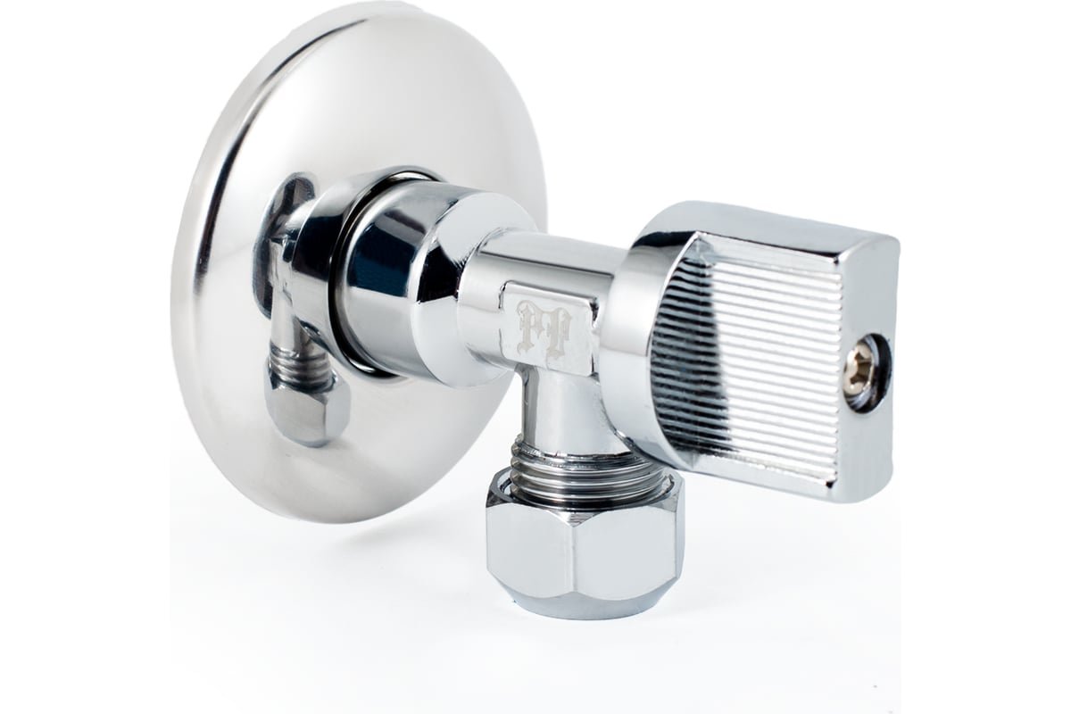 Угловой шаровой кран для бытовой техники PROFACTOR PF CHROME н/цанга 1/2 дюйма х 10 мм PF BAV 357C