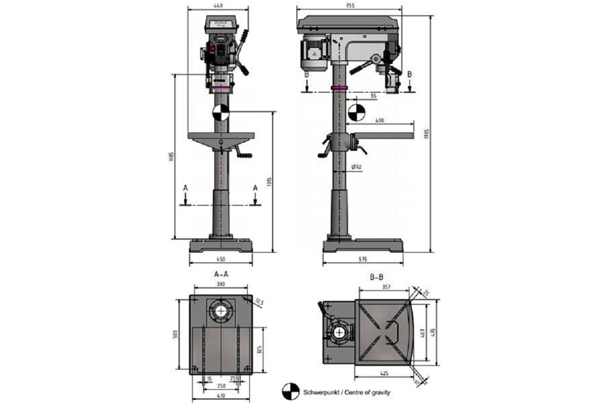 Напольный вертикально-сверлильный станок Optimum OPTIdrill D33Pro 1.1 кВт, 400 В, ф30 мм, КМ4, реверс 3003040