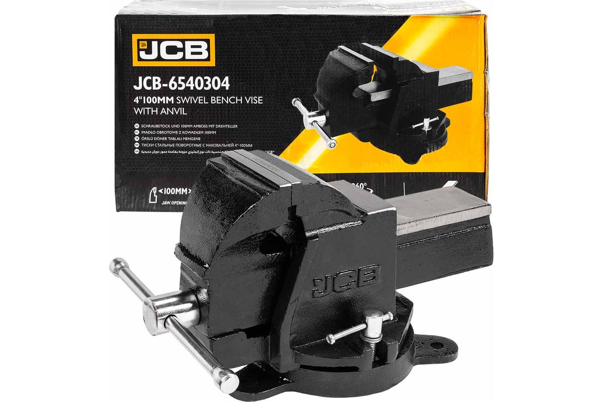 Тиски стальные поворотные с наковальней JCB 4"-100мм JCB-6540304(58989)