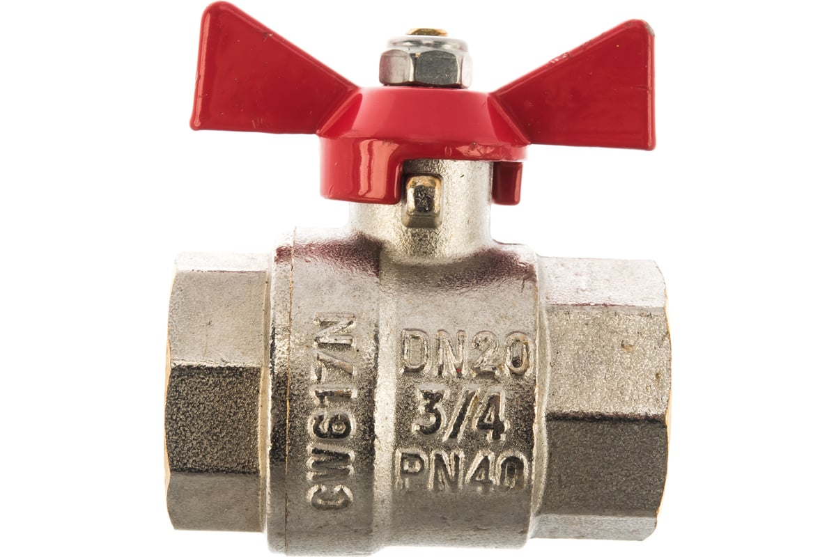 Шаровой кран Valtec Base рукоятка бабочка 3/4" внутренняя-внутренняя VT.217.N.05