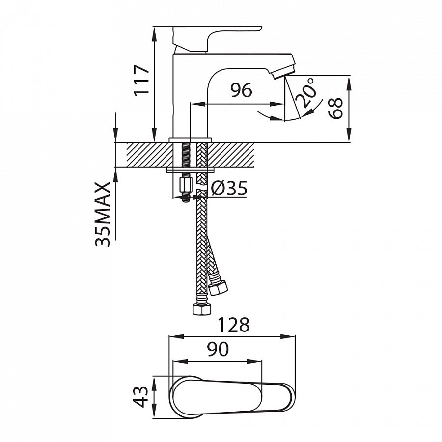 Смеситель для раковины Milardo Dover DOVSB00M01