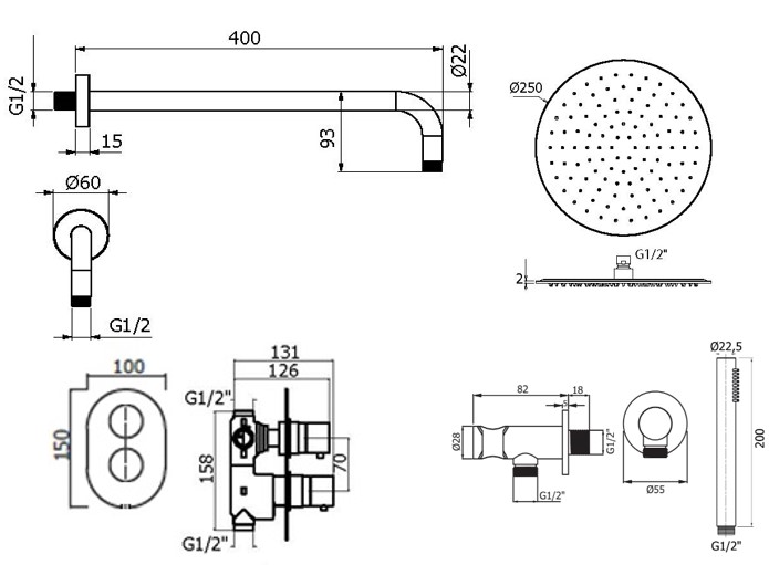 Душевой набор Plumberia IXO KITXOT18