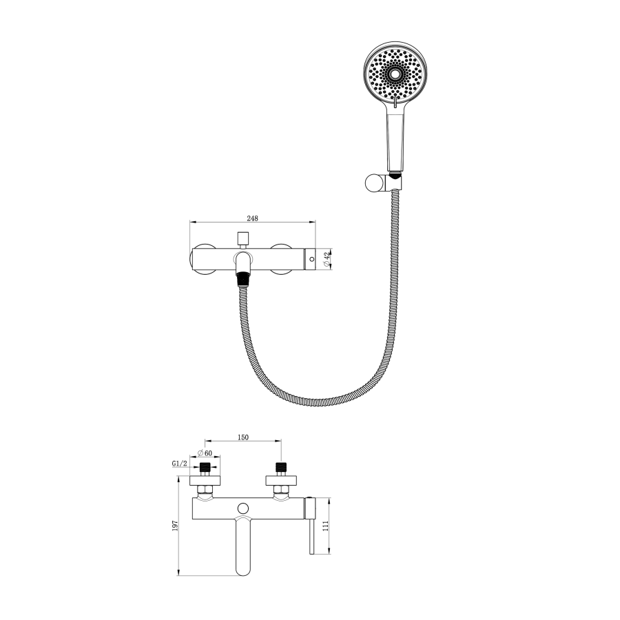 Смеситель для ванны Oliveeka Y-Line OL-639017-BN никель матовый