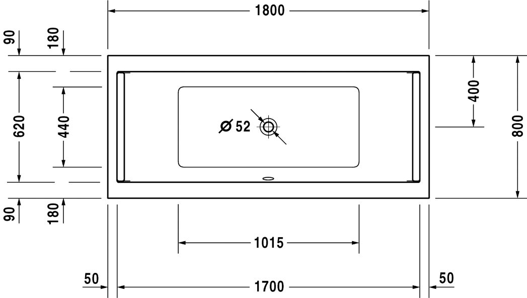 Акриловая ванна Duravit Starck 180x80 см, арт. 700338000000000