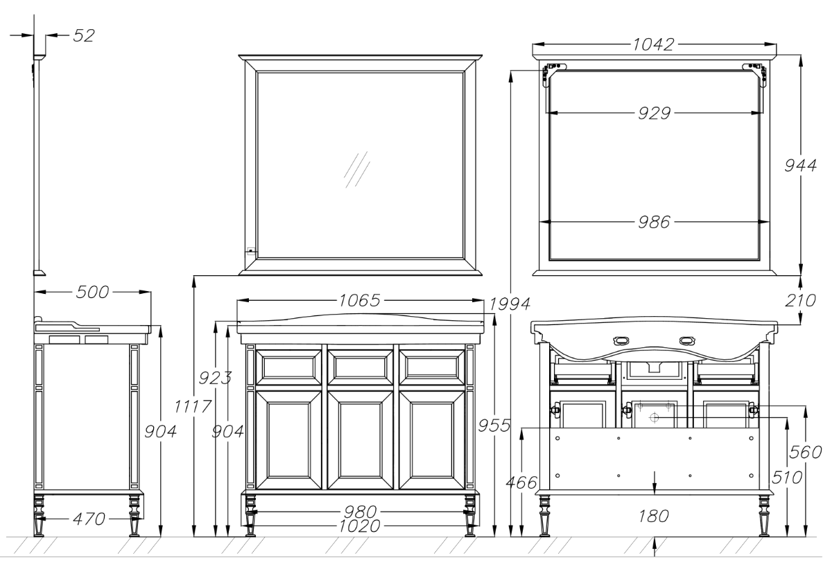 Мебель для ванной Opadiris Кантара 105 см белый матовый