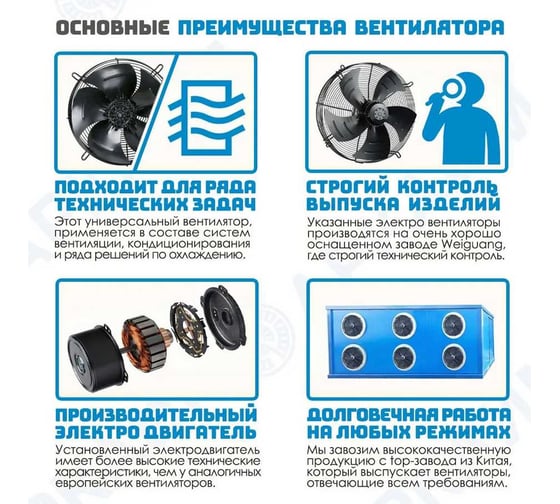 Осевой вентилятор АРКАИМ 300 мм, 380 Вольт. Поток: Всасывание. YWF4D-300S-92/35-G