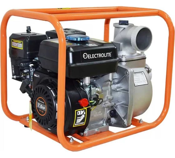 Мотопомпа Electrolite  GP-80 EL (ШК) 7л.с., 80мм, 1300л/мин, глубина всасывания 8м., макс. напор 30м., вес 25кг 2382