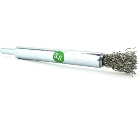 Щетка концевая EuroBrush Д10х118мм, c хв-м д6х20мм, ворс гофр нерж сталь 0.3 мм, на дрель 13-088 EB-E10SS3