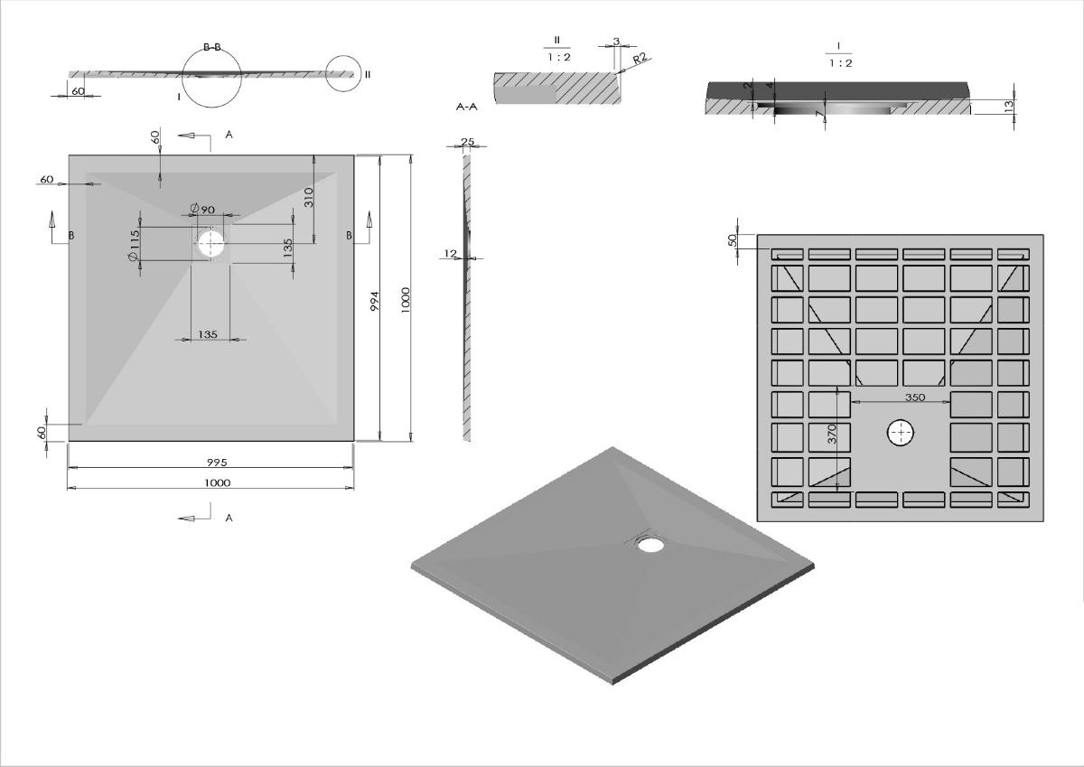 Поддон для душа Vincea VST-4SR1010A 100x100 антрацит