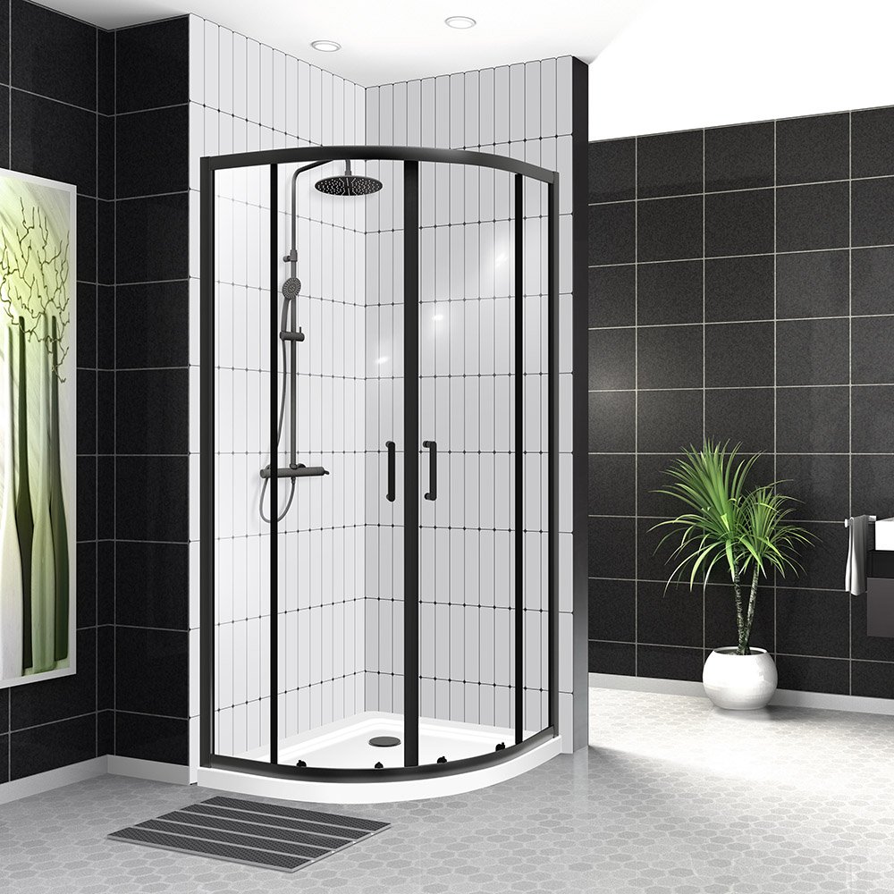 Душевой уголок BelBagno UNO-195-R-2-90-C-NERO 90x90 прозрачный, черный