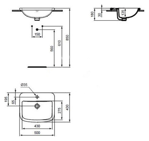 Раковина Ideal Standard Tempo 50 см, арт. T059201