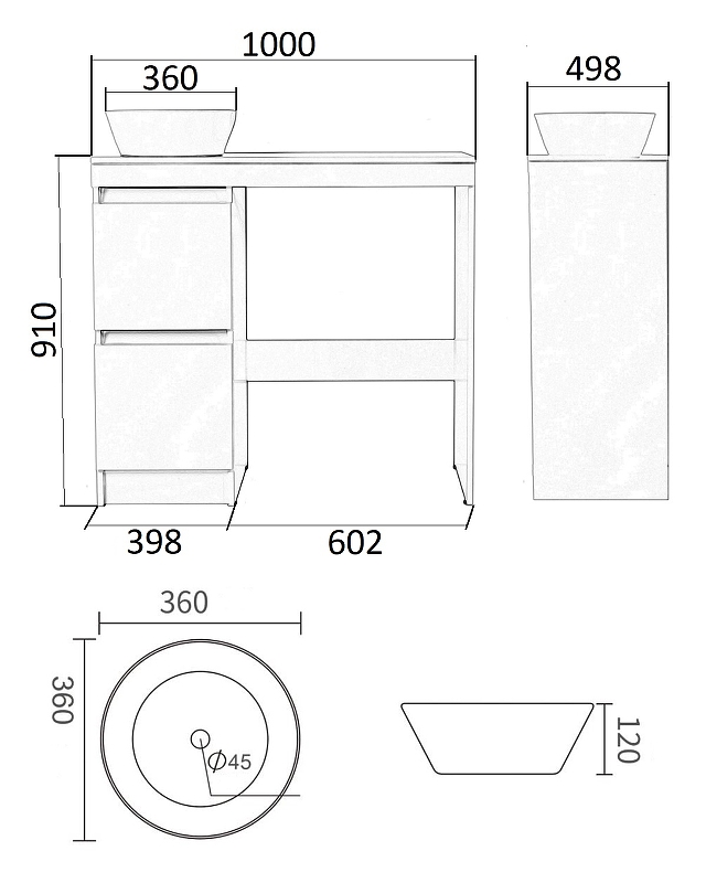 Мебель для ванной Orange Optima 100 см, со столешницей