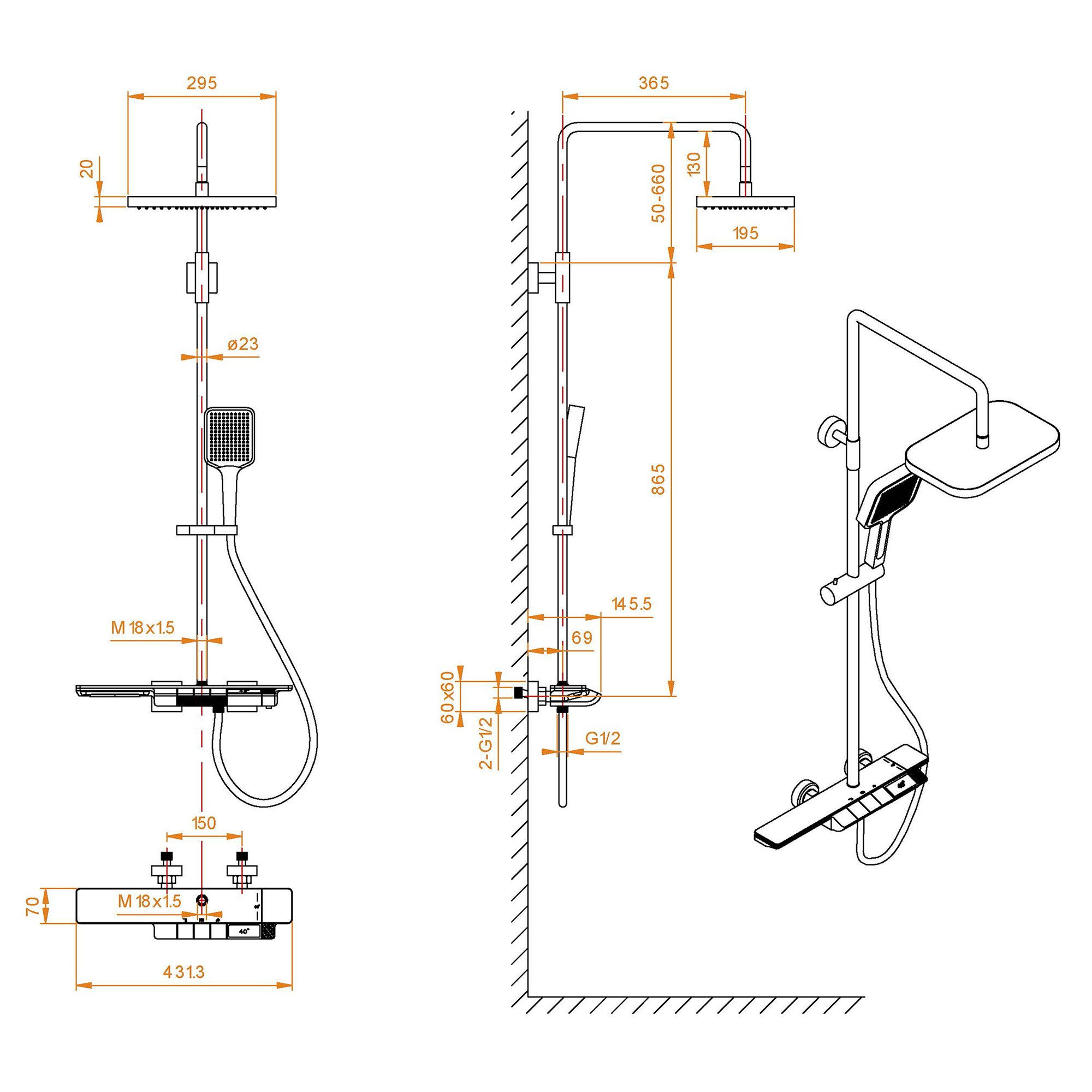 Душевая стойка RGW Shower Panels SP-34