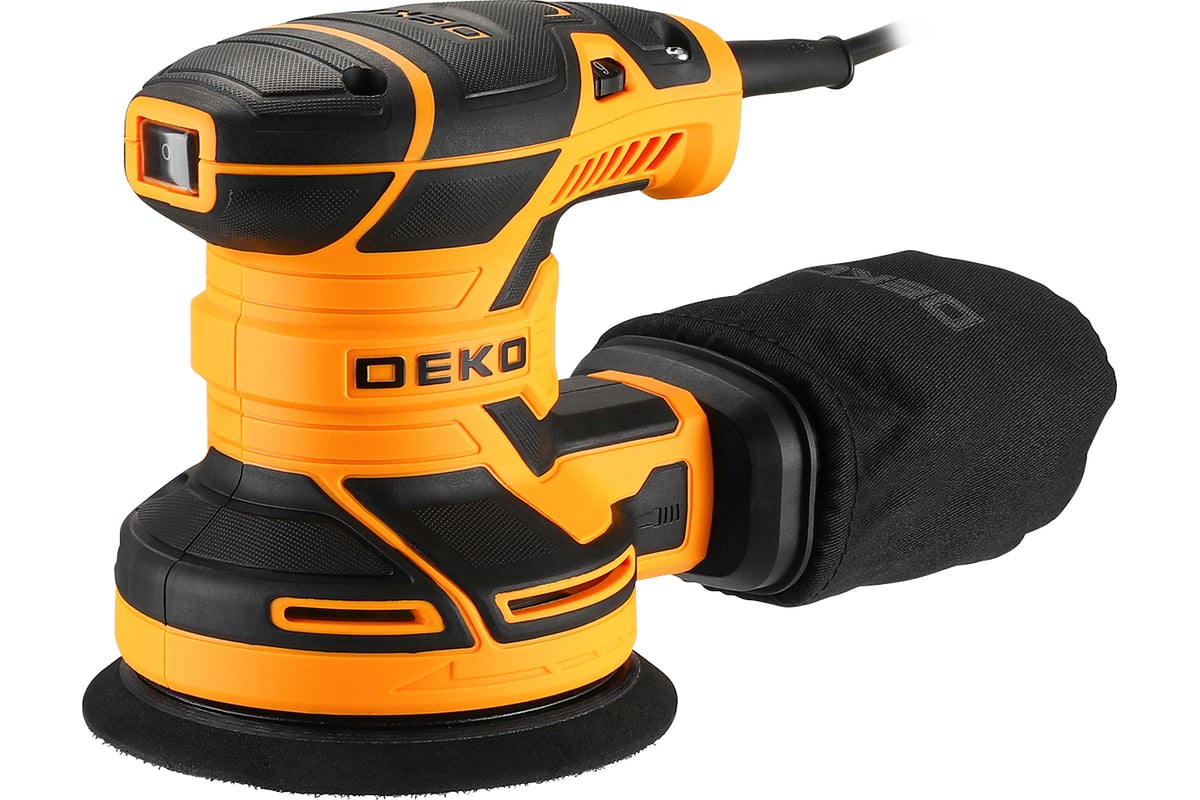 Эксцентриковая сетевая шлифмашина Deko DKG400-125 с набором кругов 36 шт 085-1100