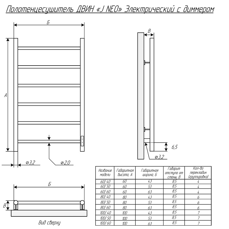 Полотенцесушитель электрический Двин J neo 50x80 диммер справа, хром 4657763844837