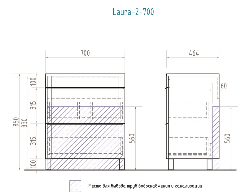 Мебель для ванной Vigo 5 звезд Laura 70 см, бордовый