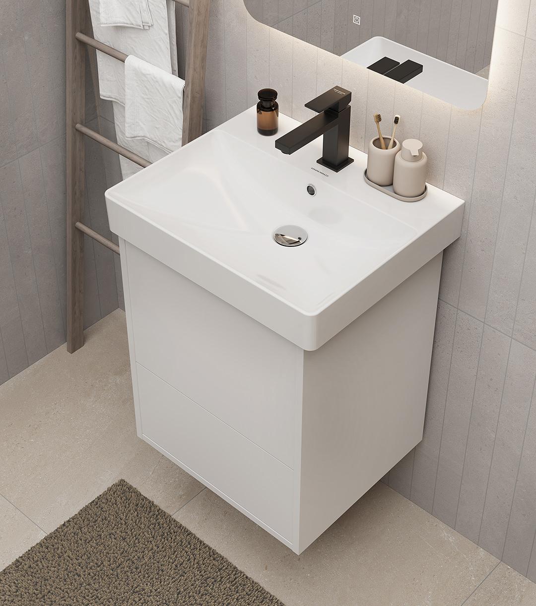 Тумба с раковиной Kerama Marazzi Pro 50 см 2 ящика, белый матовый