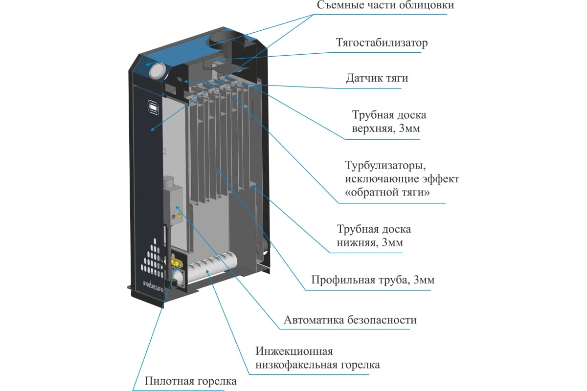 Котел стальной газовый RUGAS серии TOPAZ КСГ-35 с УГ-40 TGV-310 11411