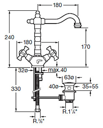 Смеситель для раковины Roca Florentina 5072119A0