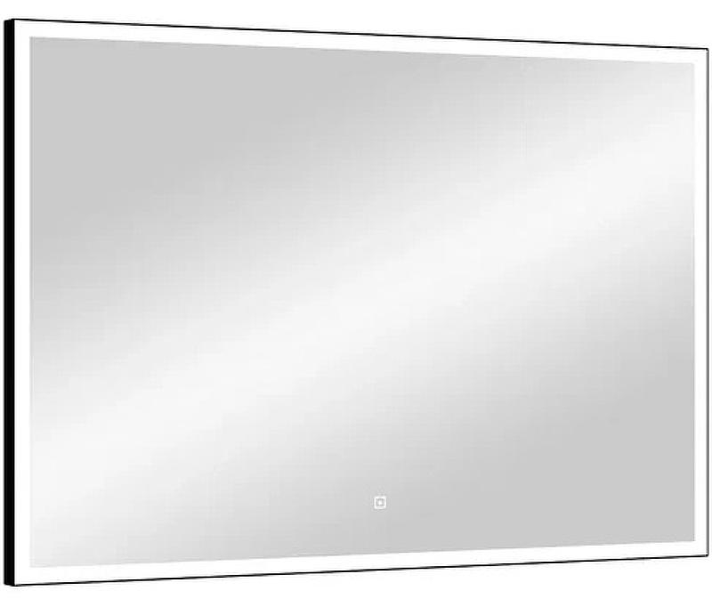 Зеркало Континент Frame Black LED 80x60 см с подсветкой, часами, антипар, черный ЗЛП3109