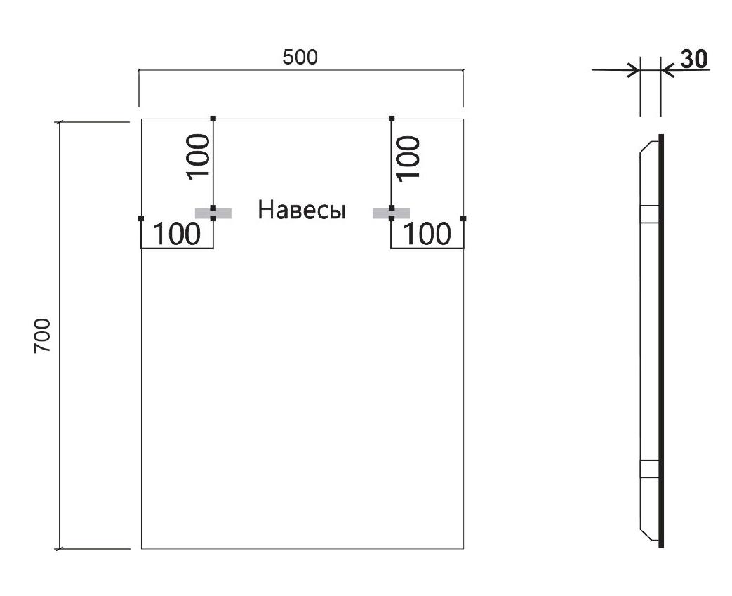 Зеркало Vincea VLM-3VN500B-2 50x70 см, сенсорный выключатель и диммер, антипар, черный