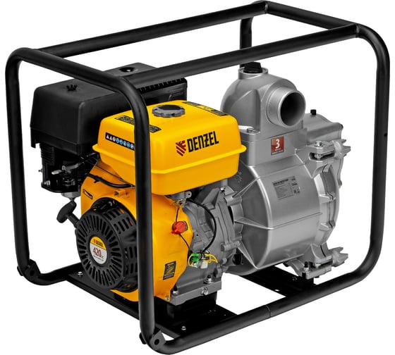 Бензиновая мотопомпа для грязной воды Denzel PX-80D 15 л.с., 3, 1500 л/мин, глуб 8 м / 99204