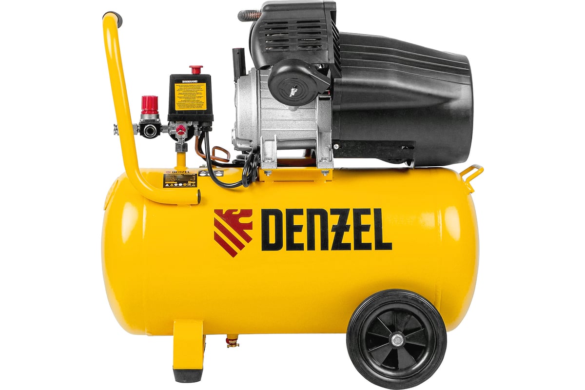 Воздушный компрессор Denzel DCV2200/50 прямой привод, 2,2 кВт, 50 литров, 380 л/мин 58167