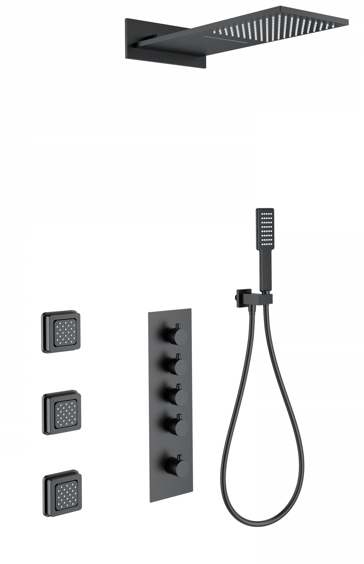 Душевой набор Wonzon&Woghand WW-D4100-MB термостат, черный матовый
