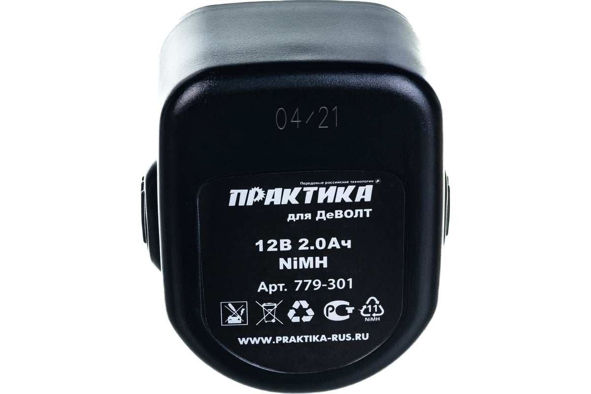 Аккумулятор (12 В; 2.0 А*ч; NiMH) для инструментов DeWALT, B&D коробка Практика 779-301