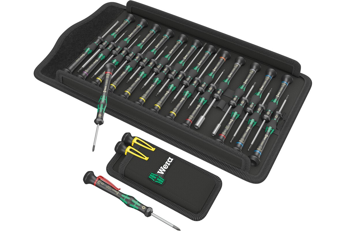 Набор прецизионных отвёрток WERA Kraftform Micro Big Pack 2 29 пр., PH/TX/IPR/HEX внешний и внутренний/SL/Microstix/Съёмник WE-134027