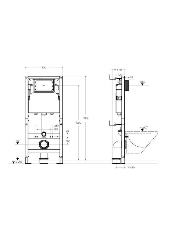 Инсталляция для унитаза BelBagno BB-109-M-C сборная из двух частей