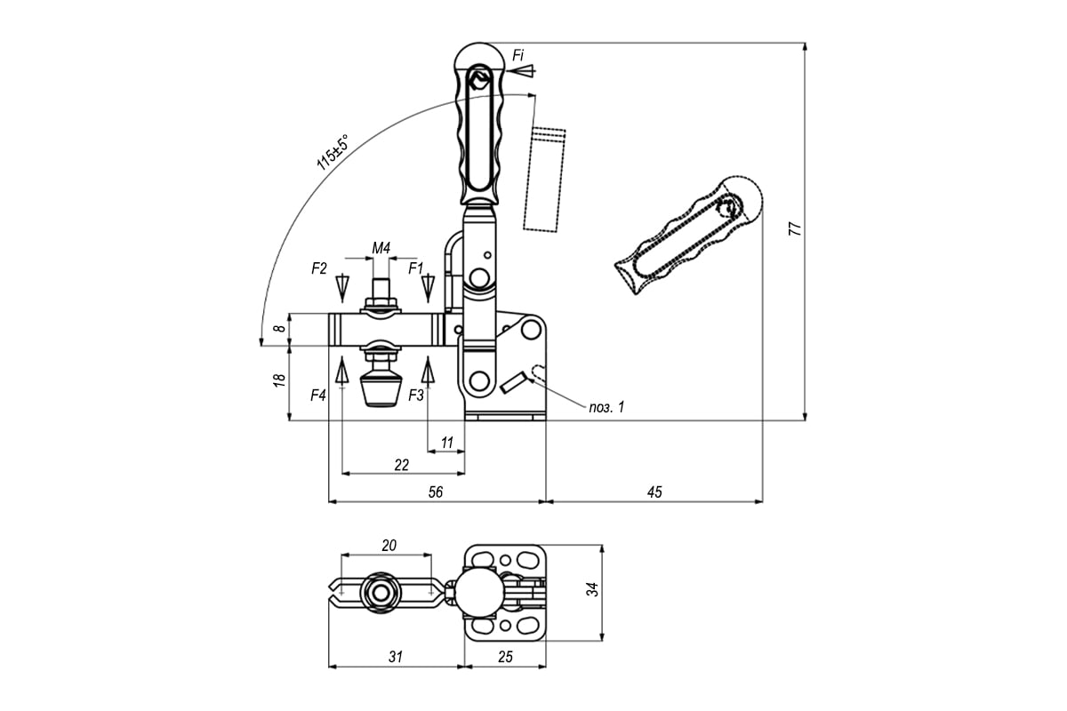 Прижим механический вертикальный KUKAMET B211-0