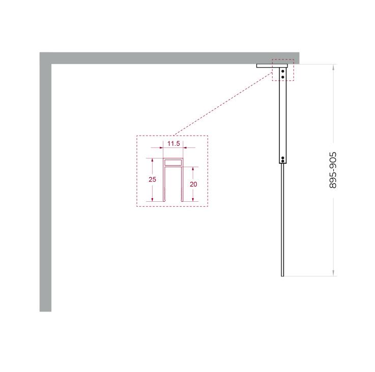 Душевая перегородка Belbagno UNO-L-1-TB-90-GR-Cr 90x200 графит, хром