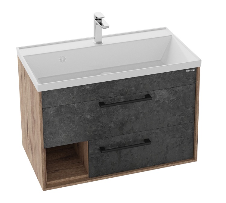 Мебель для ванной Grossman Реал 80 см веллингтон/бетон