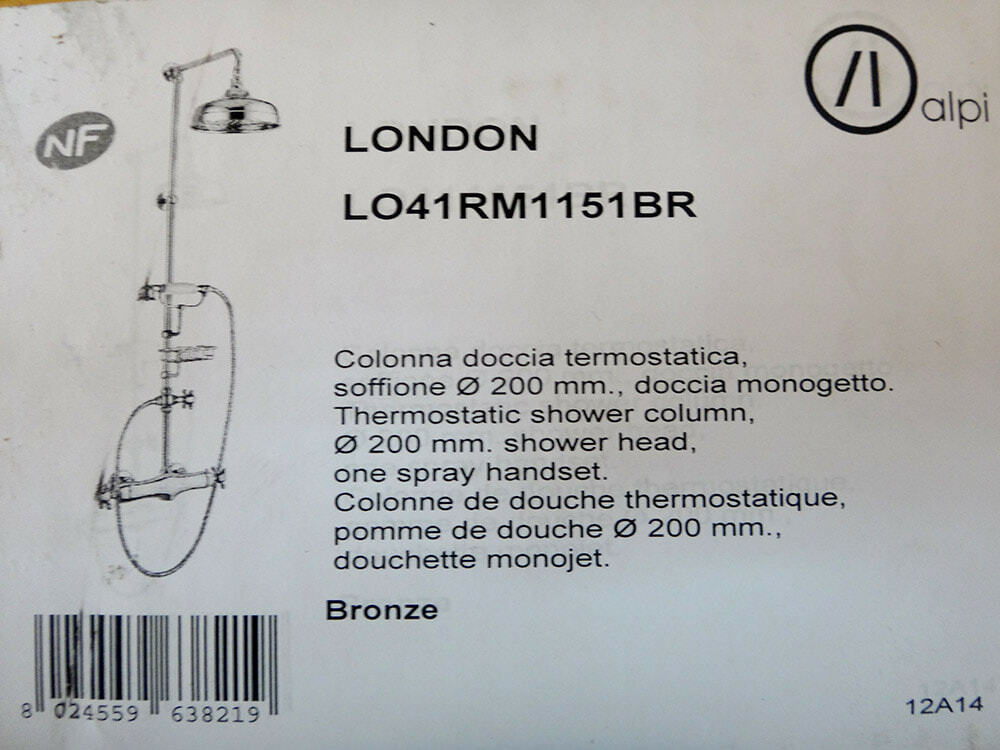 Душевая стойка Alpi London LO41RM1151BR с термостатом, бронза