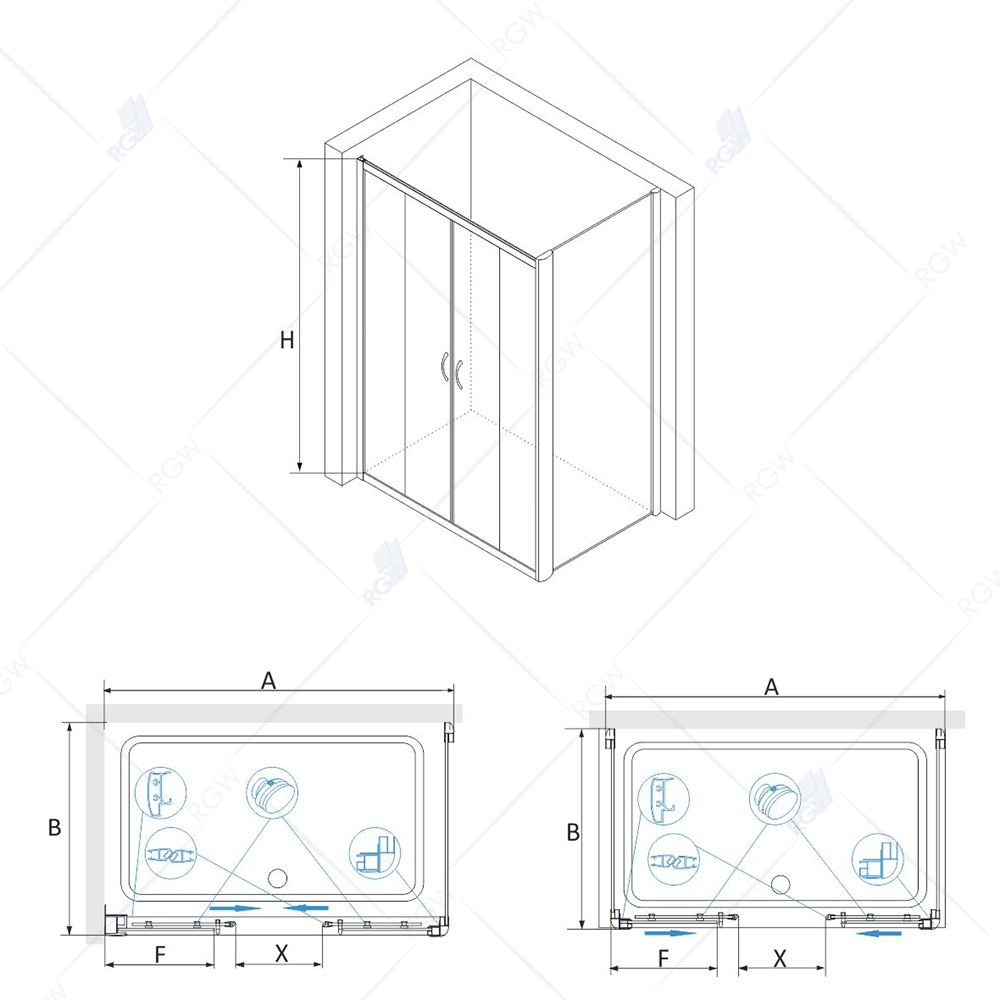 Душевой уголок RGW Passage PA-41 (PA-11 + Z-050-2) 120x70 хром, прозрачное