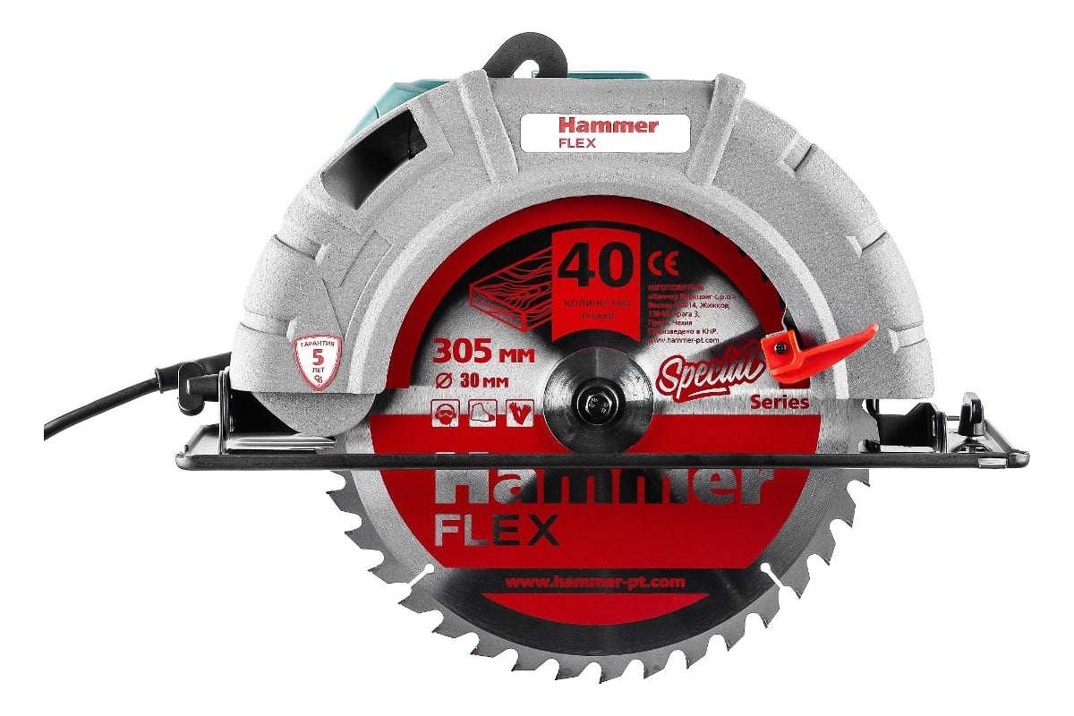 Циркулярная пила Hammer CRP2400/305 2400 Вт, 3700 об/мин, 305x30 мм, максимальный пропил 117 мм 630819