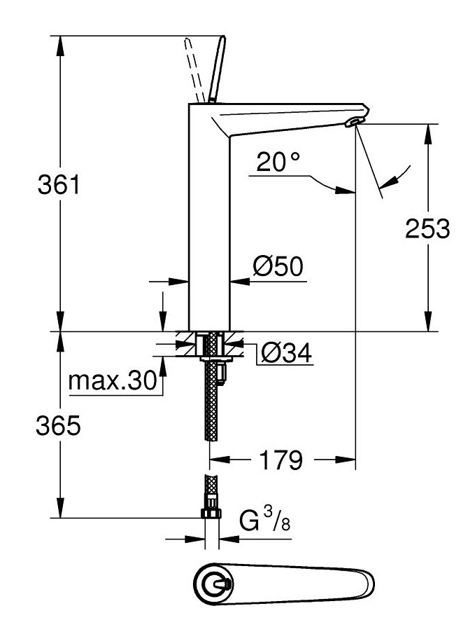 Смеситель для раковины Grohe Eurodisc Joystick 23428LS0