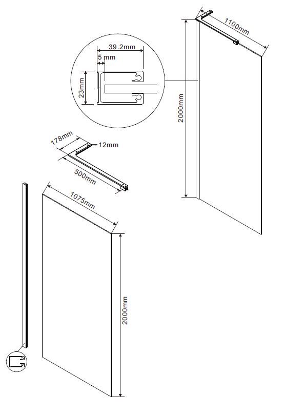 Душевая перегородка Vincea Волк-Ин (Walk-In) VLSW-1H110CLBN 110x200 брашированный никель, прозрачное