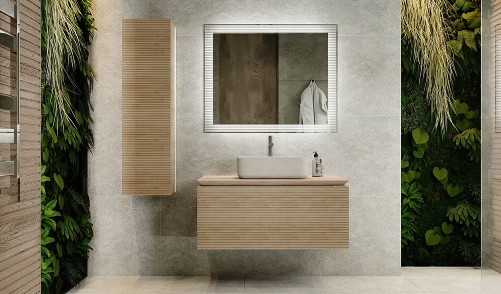 Мебель для ванной Jorno Karat 100 см с подсветкой, бук