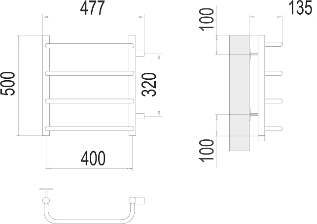 Полотенцесушитель водяной Terminus Стандарт П4 400x500 БП320, 4670078530301