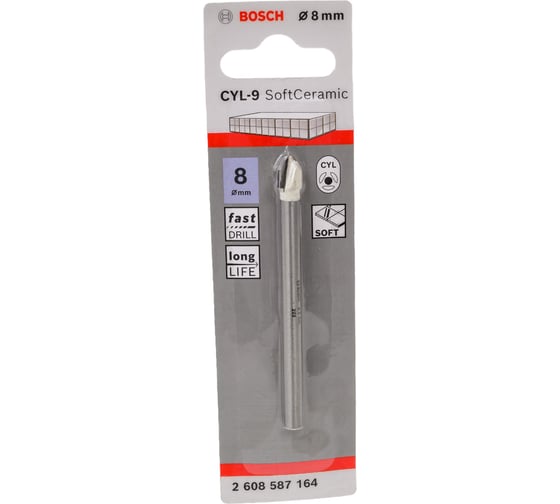 Сверло для стекла, кафеля (8x80 мм; ц/хв; острие конус) Bosch 2608587164